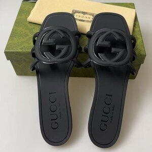 Gucci Women's Black Marmont Rubber Slides US 8 - New